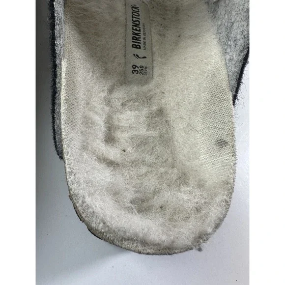 Birkenstock Arizona Shearling Sandal Charcoal Gray Cork Suede Women's 39 Size 8 - Picture 13 of 16